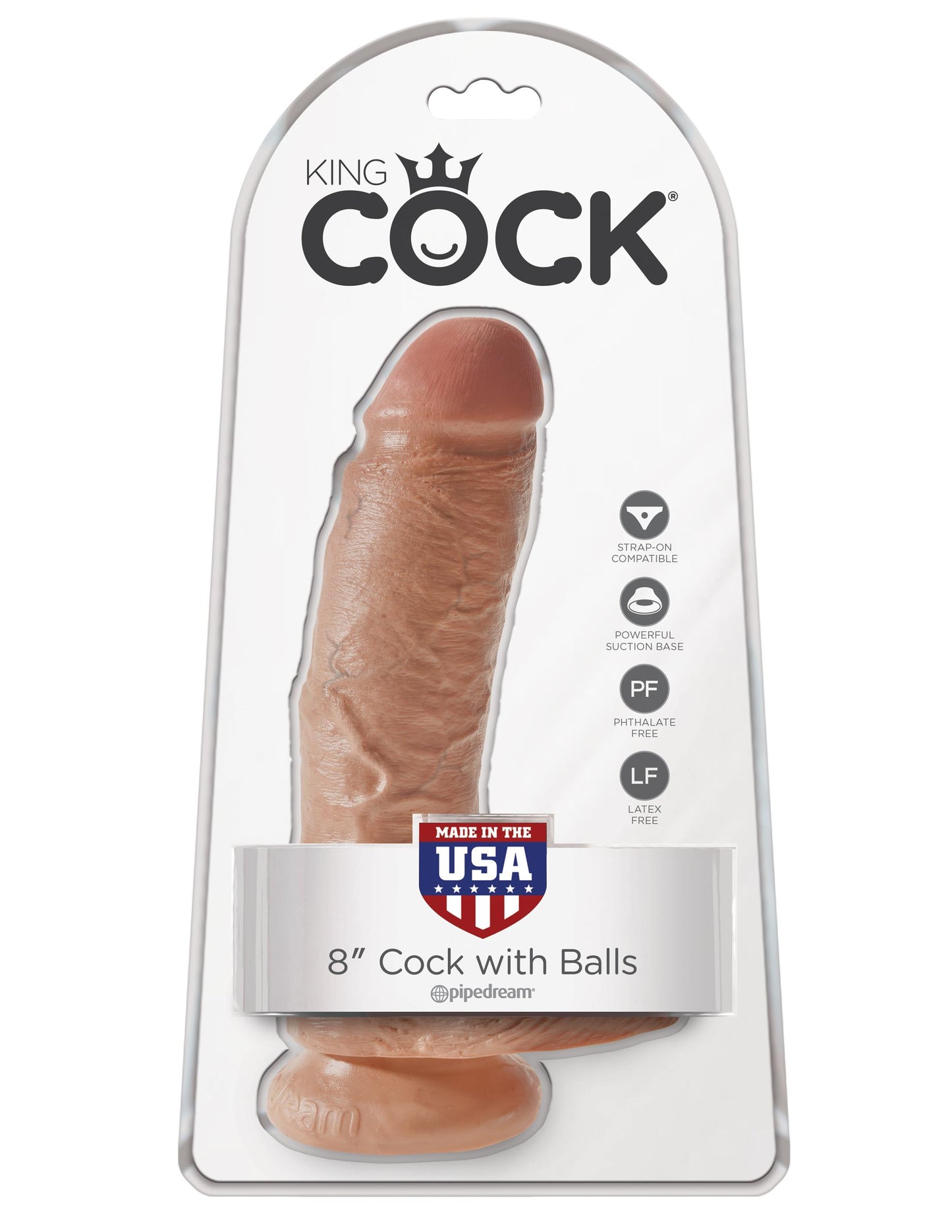 King Cock 8in Cock w Balls Tan