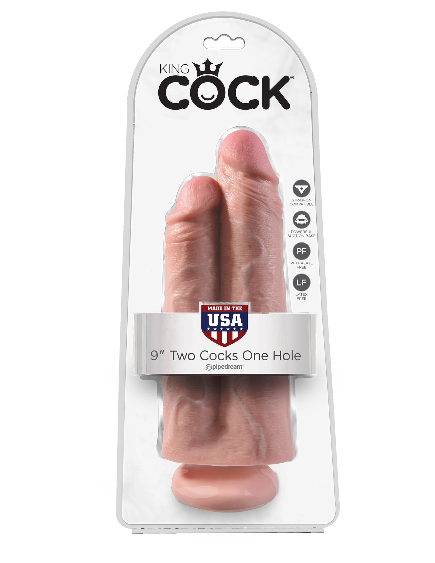 King Cock 9in Two Cocks One Hole Flesh