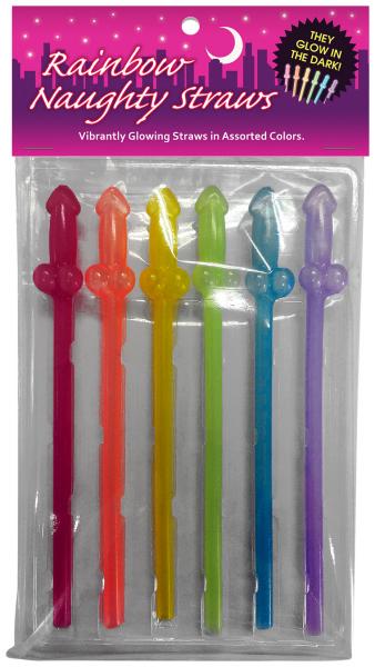 Glow-In-The-Dark Rainbow Naughty Straws