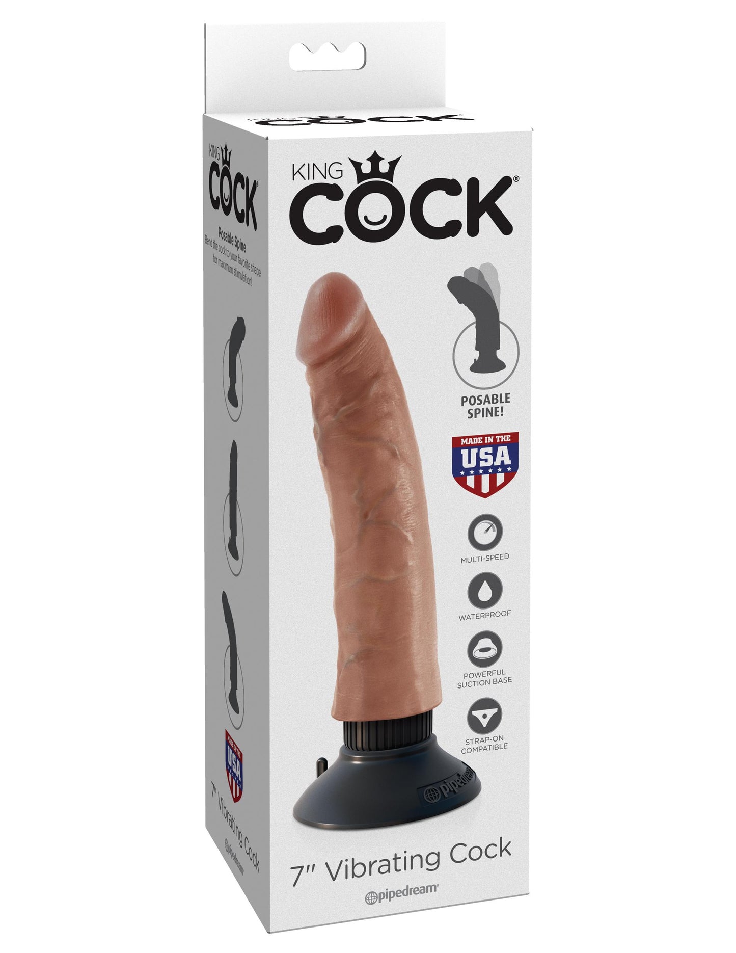 King Cock 7in Vibrating Cock Tan