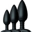 BUTT PLUG TRIO 3 Solid Silicone Butt Plugs S M L Black - OSAS