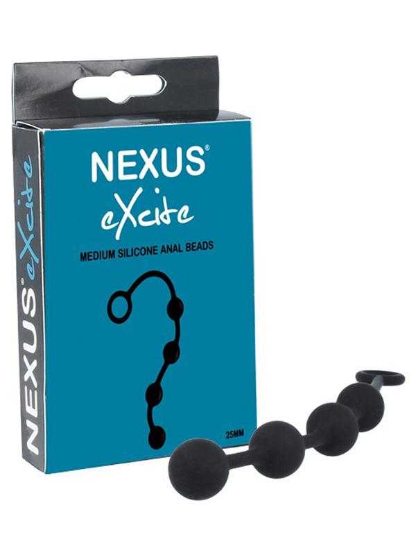 Excite Medium Silicone Anal Beads Black