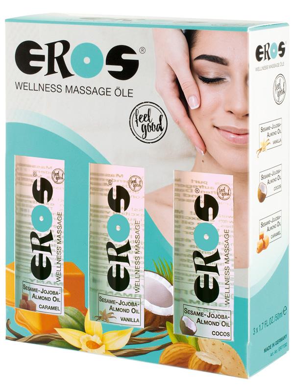 Eros Wellness Massage Oil Three Pack Vanilla Caramel and Cocos