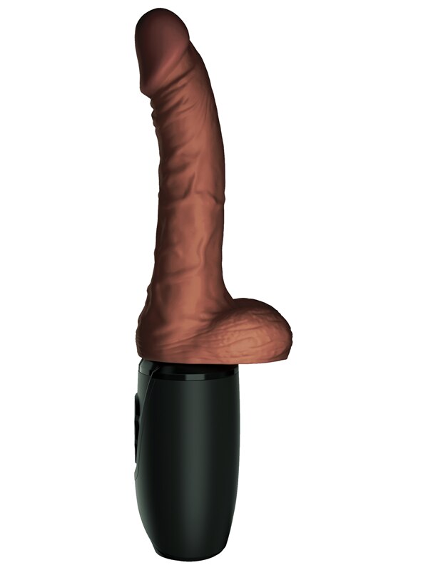 King Cock Plus 7.5 in. Thrusting Cock with Balls Brown - OSAS