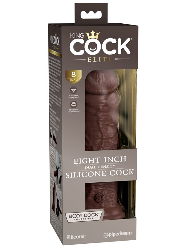 King Cock Elite 8in Silicone Dual Density Cock Brown