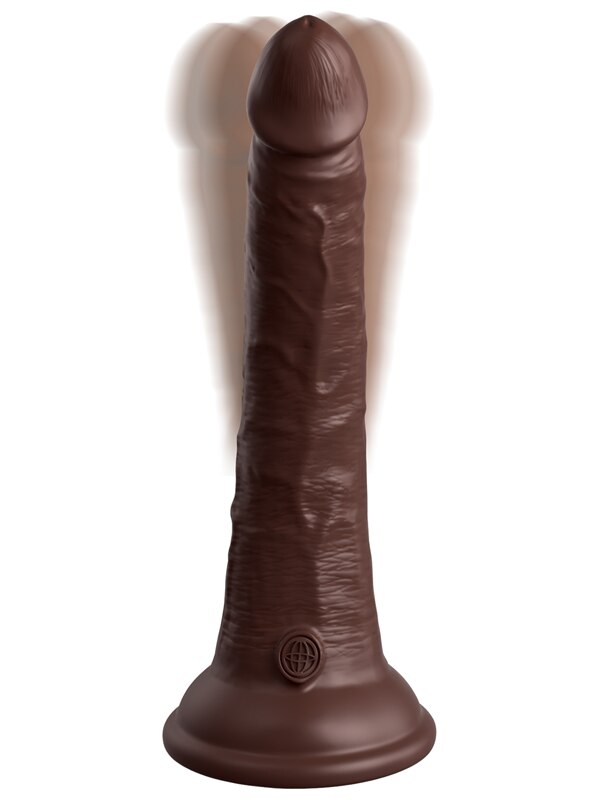 King Cock Elite 7in Vibrating Silicone Dual Density Cock w Remote Brown