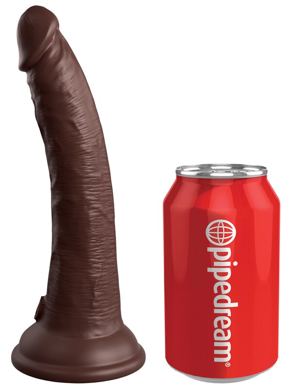 King Cock Elite 7in Vibrating Silicone Dual Density Cock w Remote Brown