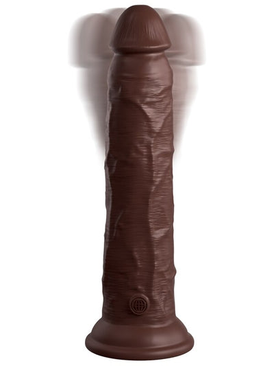 King Cock Elite 9in Vibrating Silicone Dual Density Cock w Remote Brown