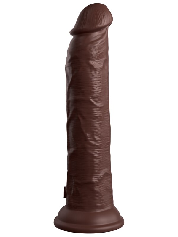 King Cock Elite 9in Vibrating Silicone Dual Density Cock w Remote Brown