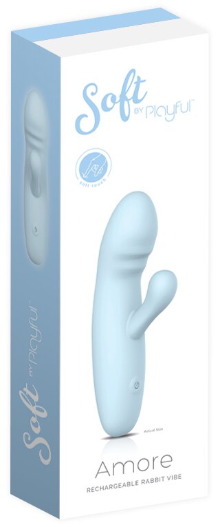 Soft by Playful Amore Rechargeable Rabbit Vibrator Blue