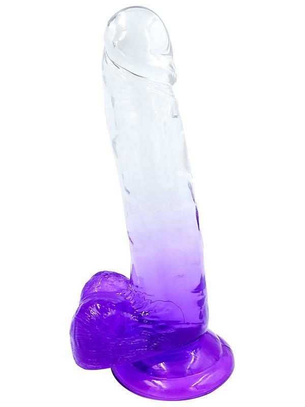 Playful Riders 8in Cock w Balls Purple