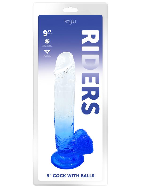 Playful Riders 9in Cock w Balls Blue