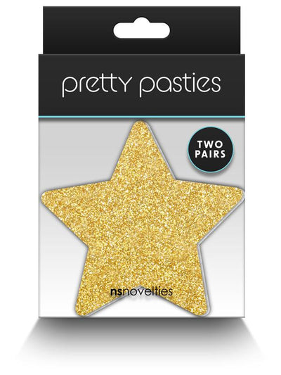 Pretty Pasties Glitter Stars Black/Gold 2 Pair