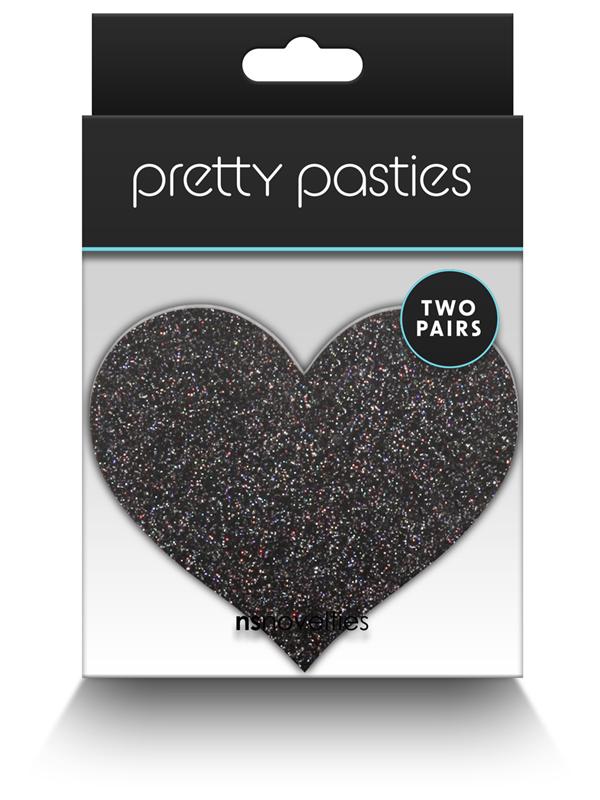 Pretty Pasties Glitter Hearts Black/Gold 2 Pair