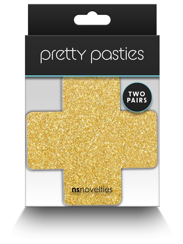 Pretty Pasties Glitter Cross Black/Gold 2 Pair