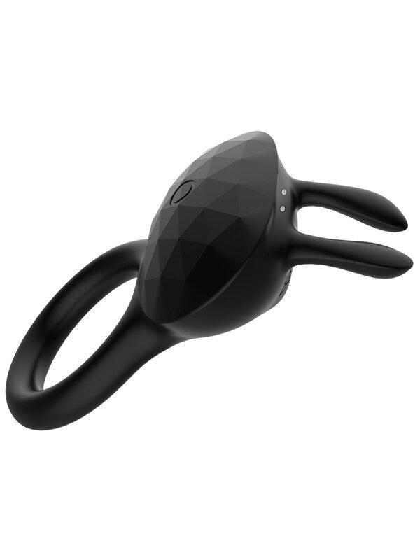 Playful Diamonds The Duke Rechargeable Ring w Rabbit Tickler Black