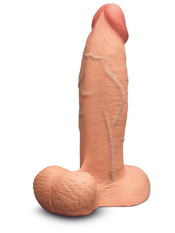 b - Vibe Slipskin Realistic Silicone Dildo - 8 in. Girthy Mocha - OSAS
