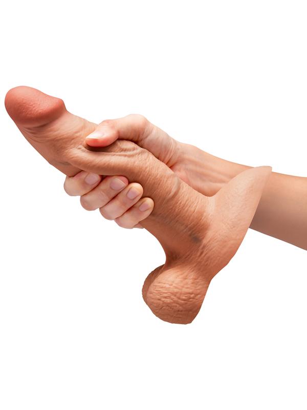 b - Vibe Slipskin Realistic Silicone Dildo - 8 in. Girthy Mocha - OSAS