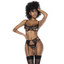 Black 3pc Set w/ Bra, Garter Belt & Thong L/XL - OSAS