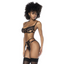 Black 3pc Set w/ Bra, Garter Belt & Thong L/XL - OSAS