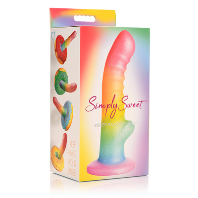 SIMPLY SWEET 6.5" RIBBED RAINBOW DILDO - One Stop Adult Shop