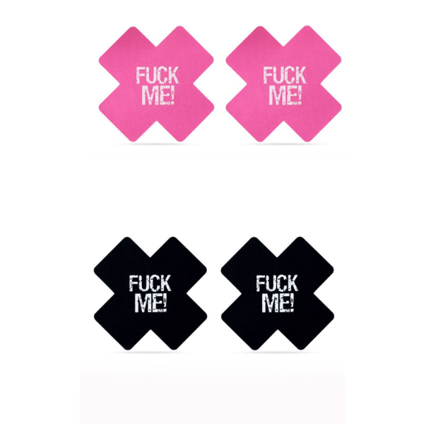 FUCK ME Cross Pattern Nipple Pasties 2pk - One Stop Adult Shop