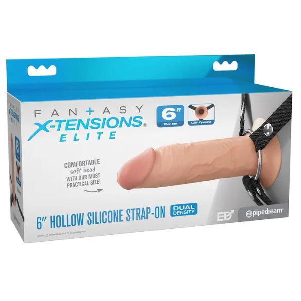 FX Elite 6'' Silicone Hollow Strap-On Flesh - One Stop Adult Shop