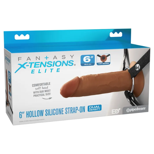 FX Elite 6'' Silicone Hollow Strap-On Tan - One Stop Adult Shop