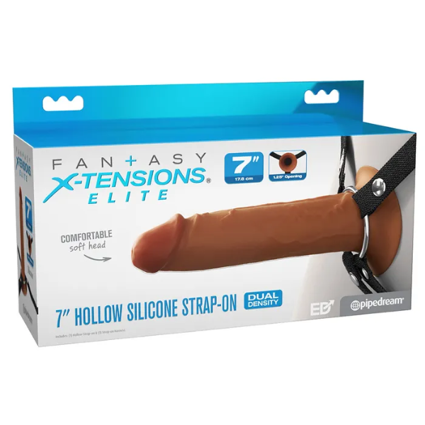 FX Elite 7'' Silicone Hollow Strap-On Tan - One Stop Adult Shop