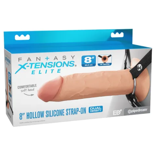 FX Elite 8'' Silicone Hollow Strap-On Flesh - One Stop Adult Shop
