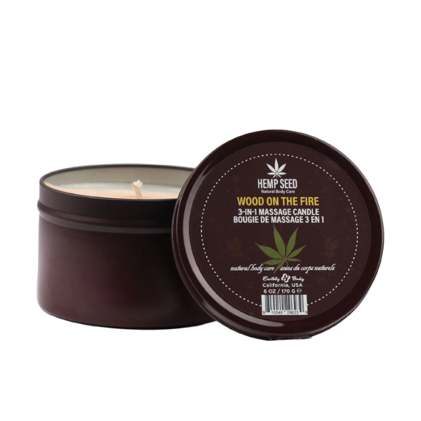 Hemp Seed 3-In-1 Massage Candle Wood On The Fire - One Stop Adult Shop