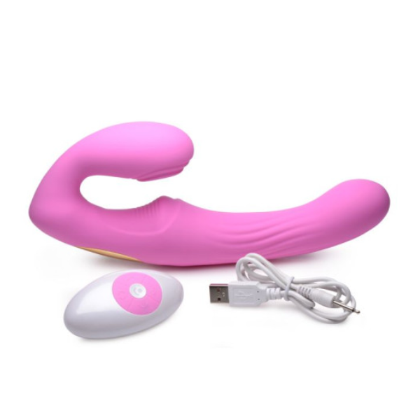 15X U-Pulse Strapless Strap-On w Remote Pink - One Stop Adult Shop