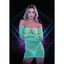 Glow In The Dark Sheer Off Shoulder Sleeve Mini Dress - One Stop Adult Shop