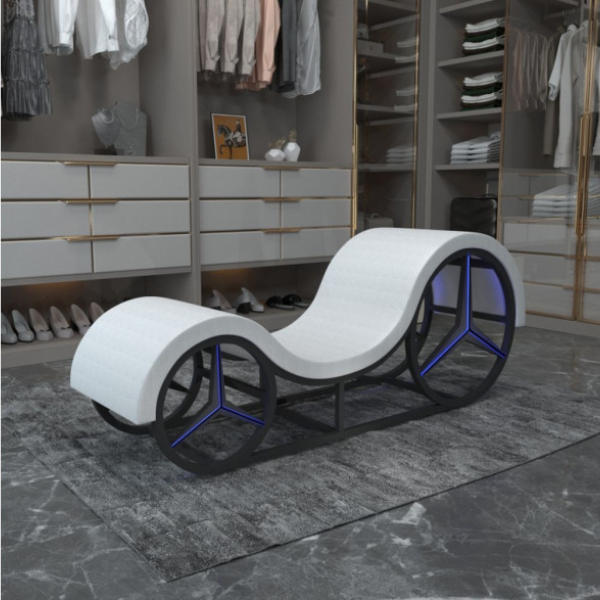 Kama Sutra Mebon Chaise Love Lounge White with Metal Frame and LED - One Stop Adult Shop