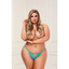Lace Open Crotch Panty Teal 1X/2X - One Stop Adult Shop