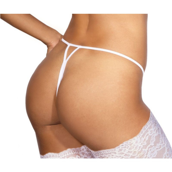 Lace Open Front G-String White M - One Stop Adult Shop