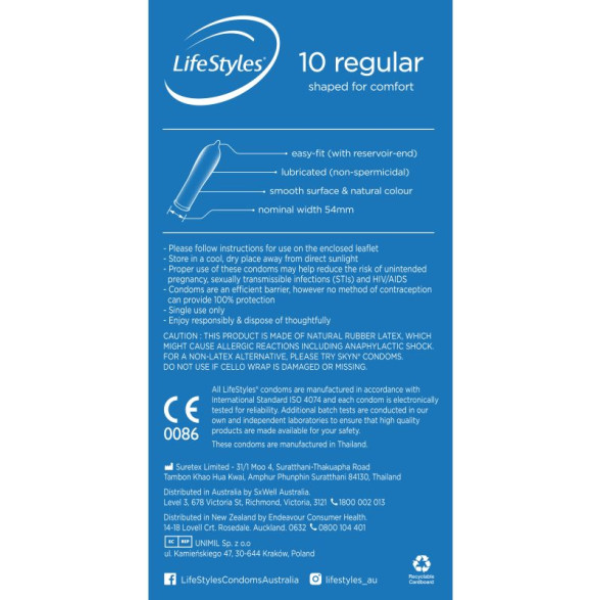 Lifestyles Regular Condoms 10pk - One Stop Adult Shop