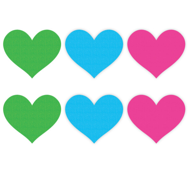 Neon Heart Pasties 3 Pk - One Stop Adult Shop