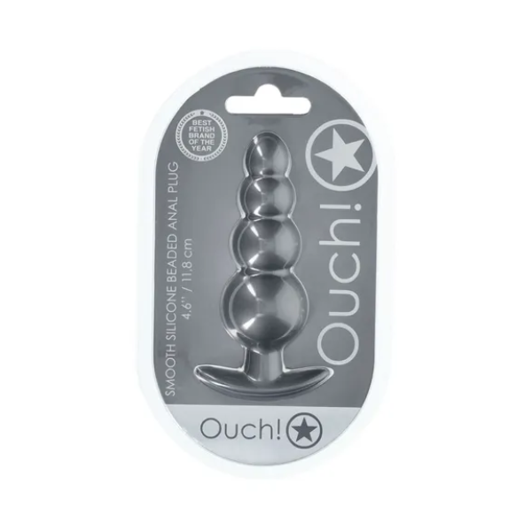 OUCH! Beaded Anal Plug Gun Metal - One Stop Adult Shop