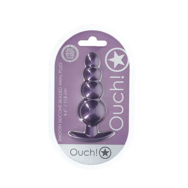 OUCH! Beaded Anal Plug Metallic Purple - One Stop Adult Shop