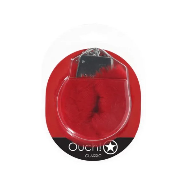 OUCH! Classic Fluffy Cuffs Red - One Stop Adult Shop