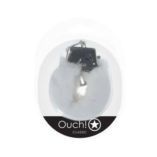 OUCH! Classic Fluffy Cuffs White - One Stop Adult Shop