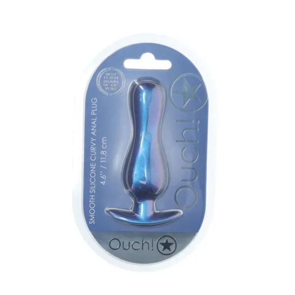 OUCH! Curvy Anal Plug Metallic Blue - One Stop Adult Shop