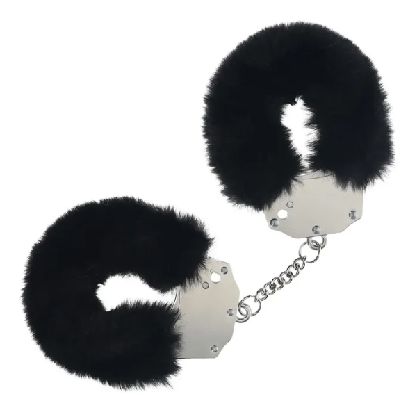 OUCH! Heavy-Duty Fluffy Cuffs Black - One Stop Adult Shop