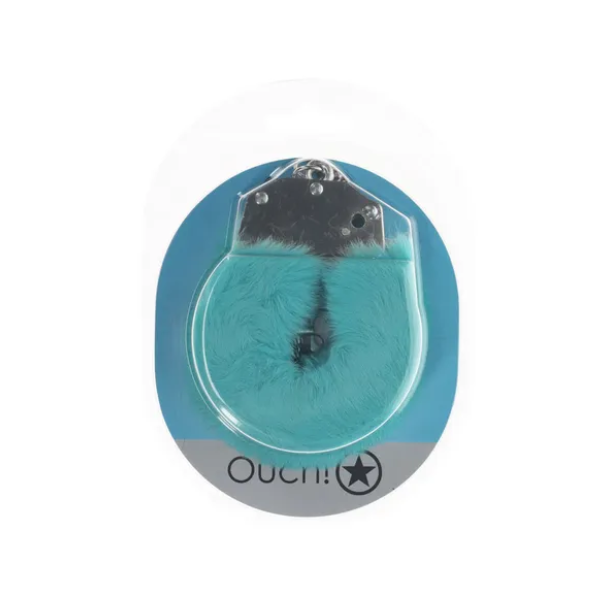 OUCH! Heavy-Duty Fluffy Cuffs Blue - One Stop Adult Shop