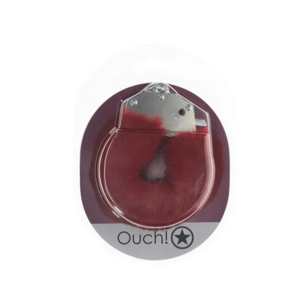 OUCH! Heavy-Duty Fluffy Cuffs Burgundy - One Stop Adult Shop