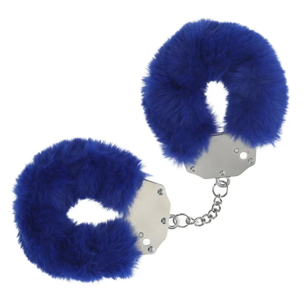 OUCH! Heavy-Duty Fluffy Cuffs Navy - One Stop Adult Shop