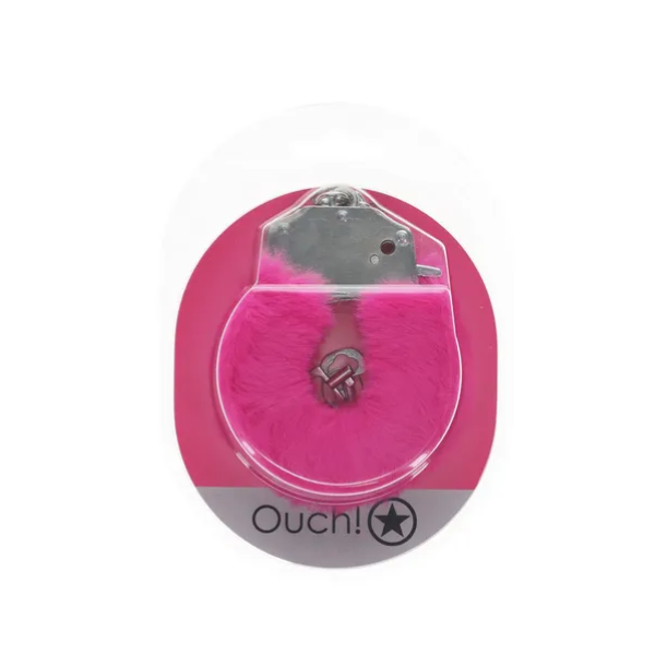 OUCH! Heavy-Duty Fluffy Cuffs Pink - One Stop Adult Shop