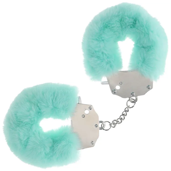 OUCH! Heavy-Duty Fluffy Cuffs Powder Green - One Stop Adult Shop