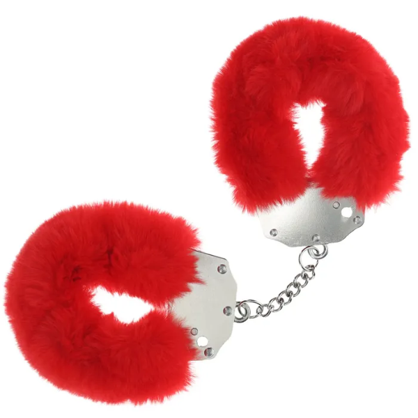 OUCH! Heavy-Duty Fluffy Cuffs Red - One Stop Adult Shop